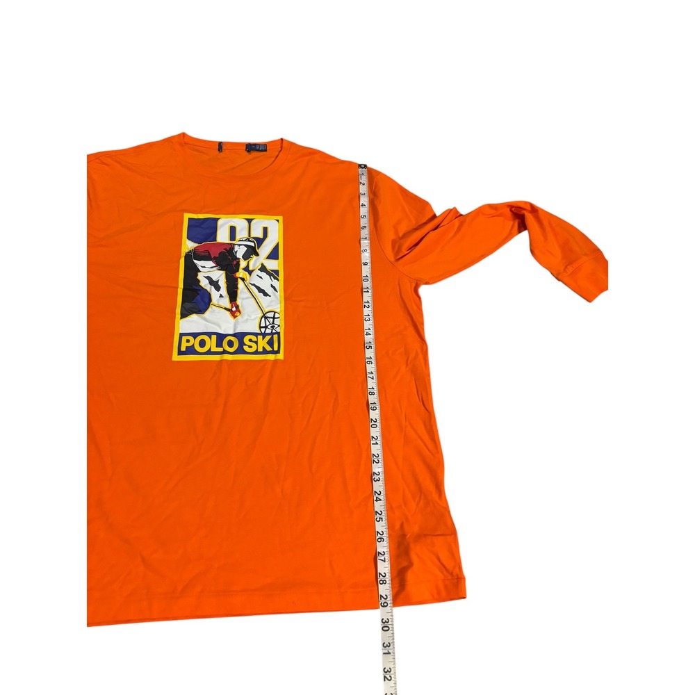 Polo Ralph Lauren Mens Orange Polo Ski 92 Graphic Long Sleeve‎ T-Shirt Size M - Picture 9 of 10